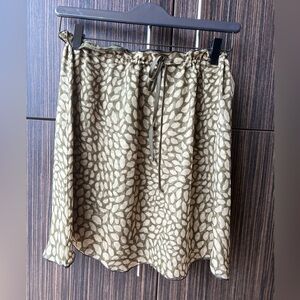 YVES SAINT LAURENT RESORT 2005 GREEN LIP LOGO PRINT SILK CHIFFON SKIRT